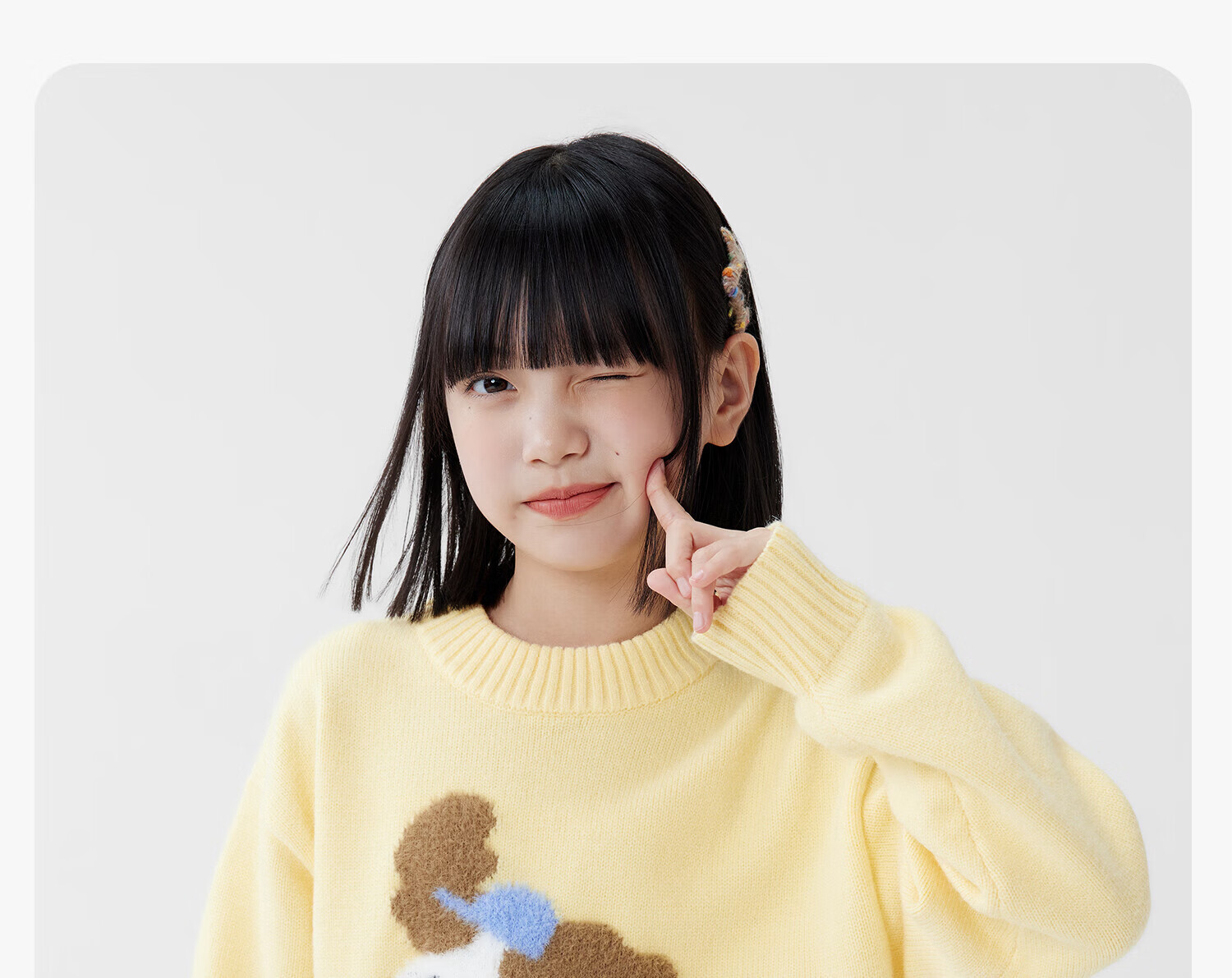Zuo Xi Girls' Sweater Autumn Winter 2025 New Plush Inner Wear Cute Pet Children's Knitwear Trendy Light Yellow 160 16